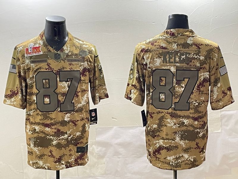 Men Kansas City Chiefs 87 Kelce Camo 2025 Nike Olive Salute To Service Limited NFL Jersey style 3